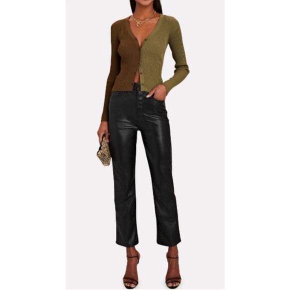 Mother Insider Faux Leather Crop Pants Size 27 Captured Black Jeans Quiet Luxury - Picture 1 of 16